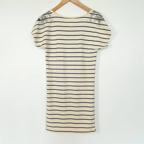 Forever 21 H81 Beaded Embellished Striped Knit T-Shirt Tee Shirt Dress - Picture 7 of 14